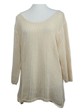Old Navy Vintage Open Back Crochet Sweater Size XL 3/4 Sleeves Resortwear Casual